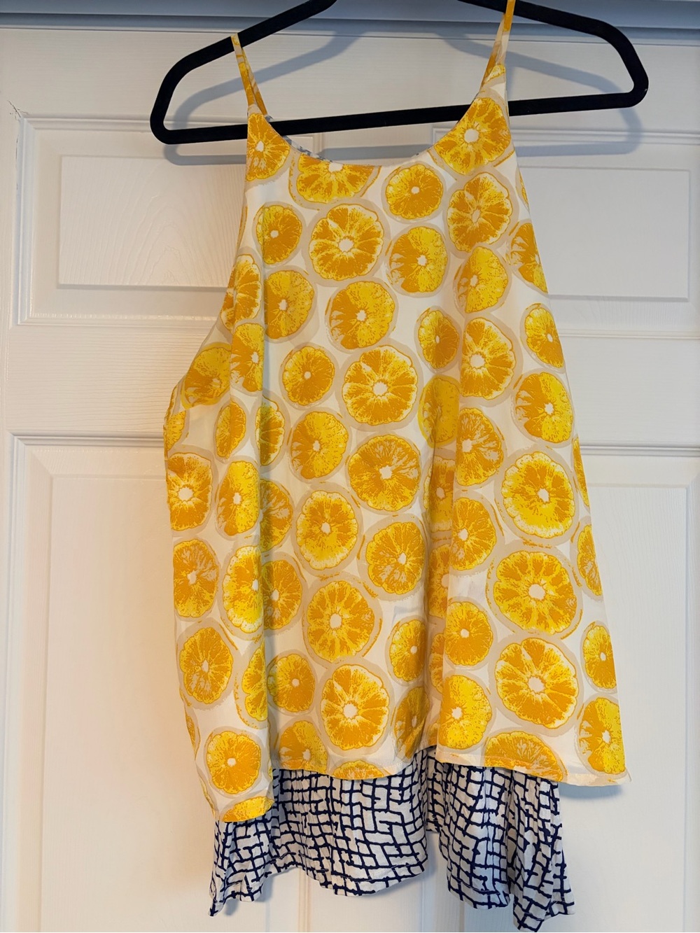 Yellow Citrus Print Spaghetti Strap Tank